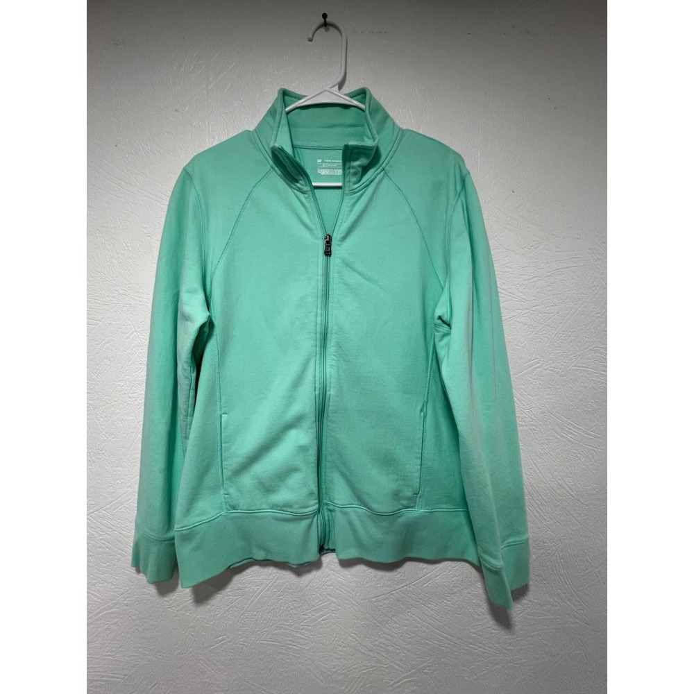 Tek Gear Womens Full‎ Zip Fleece Sweatshirt Mint Green Mock Neck Jacket XL